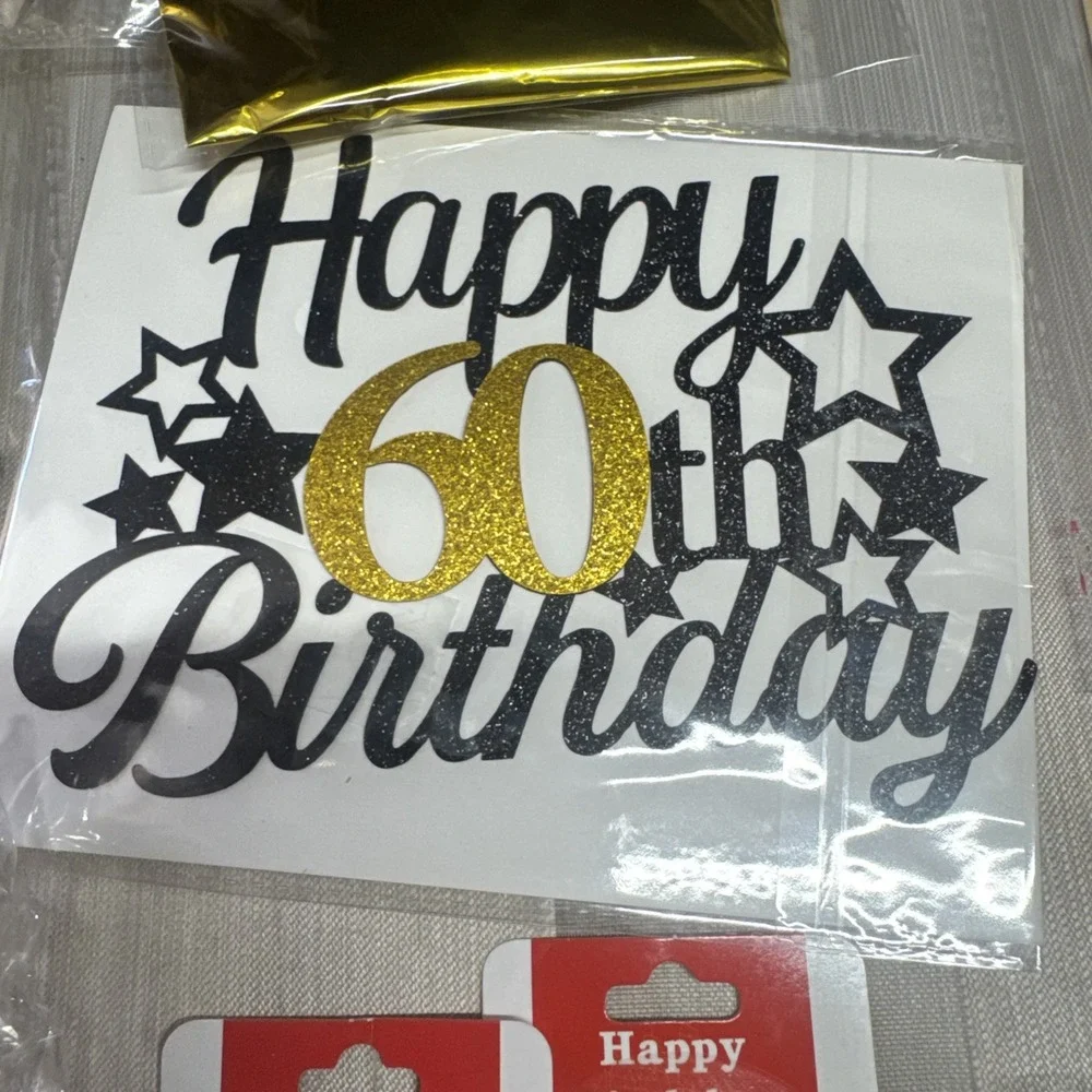 Happy 60th Birthday Decorations For Women, 9 pcs White And Gold Birthday Deco...